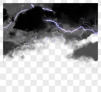 逼真手绘闪电效果黑云图片