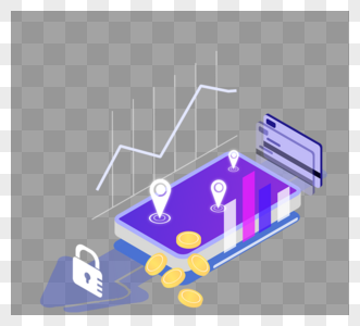 电子支付等距2.5d效果移动手机元素高清图片