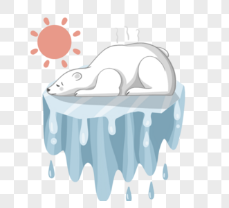手绘北极熊冰川元素图片