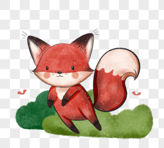 手绘红色可爱小狐狸高清图片