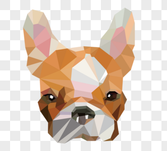 吃蛋糕的红色小狗抽象线条动物涂鸦高清图片几何线条艺术动物抽象小狗