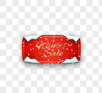 冬季雪花销售红丝带横幅标签图片