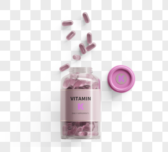 粉色药丸透明瓶3d元素图片