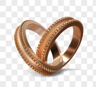金钻石结婚戒指3d元素图片