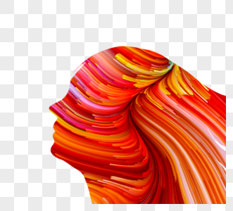 橙色立体抽象线女性剪影元素图片