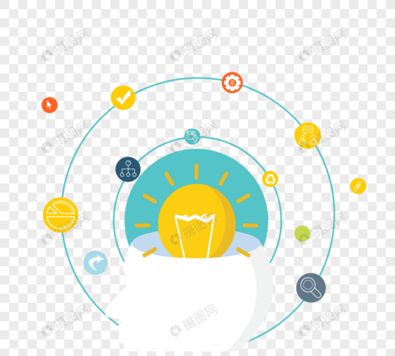 彩色手绘轮廓概念大脑思维信息图图片