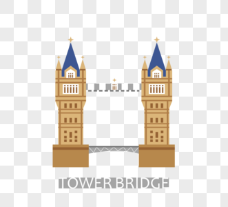 英国英式伦敦塔桥创意建筑扁平元素图片