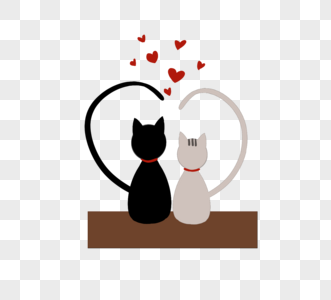 情人节爱情小猫创意简约元素图片