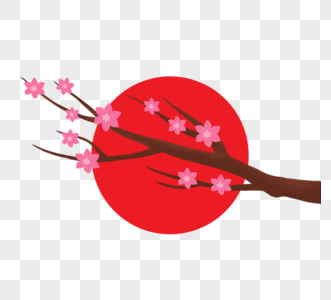 粉色樱花树枝元素设计图片
