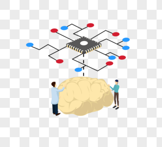 手绘卡通科技大脑图片