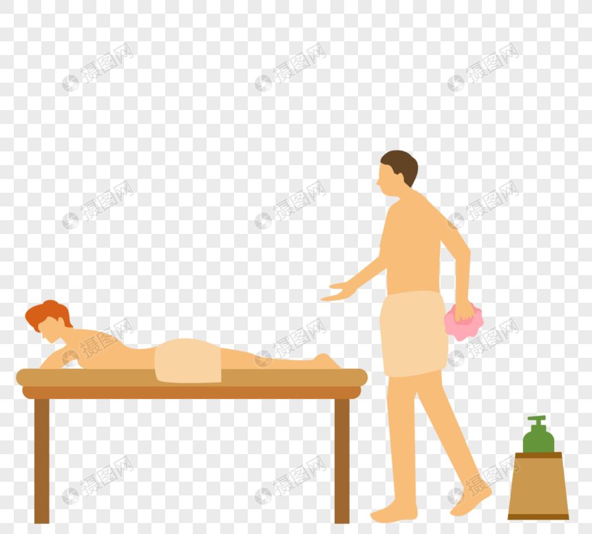 卡通手绘洗浴桑拿搓背