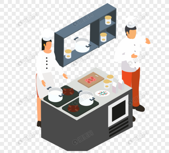 卡通手绘厨师烹饪图图片