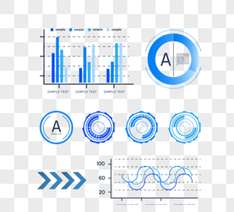 简约蓝色商务可视化图表组图高清图片