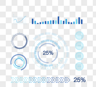 蓝色透明商务可视化图标组图高清图片