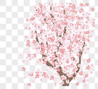 粉色简约清新春季樱花树卡通植物素材图片