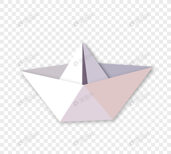 剪纸风格纸船折纸图片