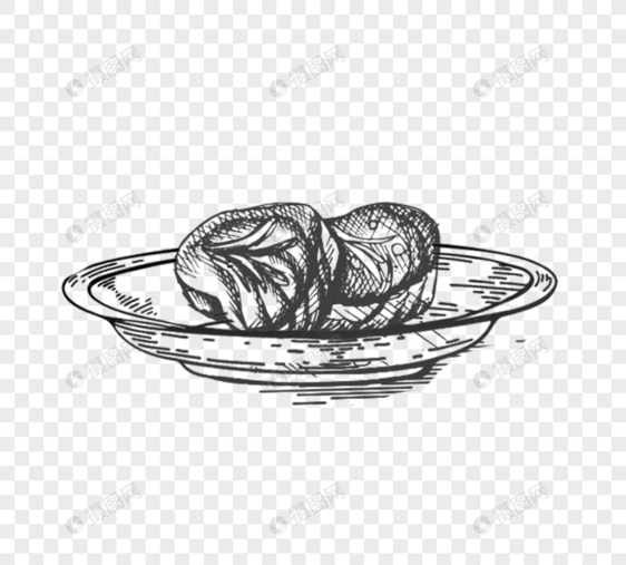 黑色线描手绘食物元素图片