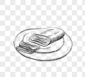 黑色线描手绘食品面包元素图片
