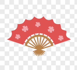 红色日本樱花和风扇图片
