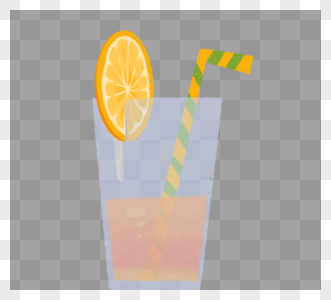 夏日冰爽柠檬饮料吸管手绘元素图片