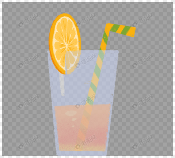 夏日冰爽柠檬饮料吸管手绘元素图片