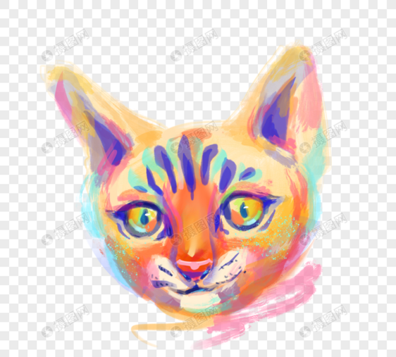 彩色猫头插图元素图片