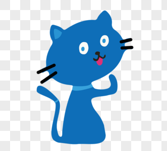 蓝色可爱日本手绘卡通猫图片