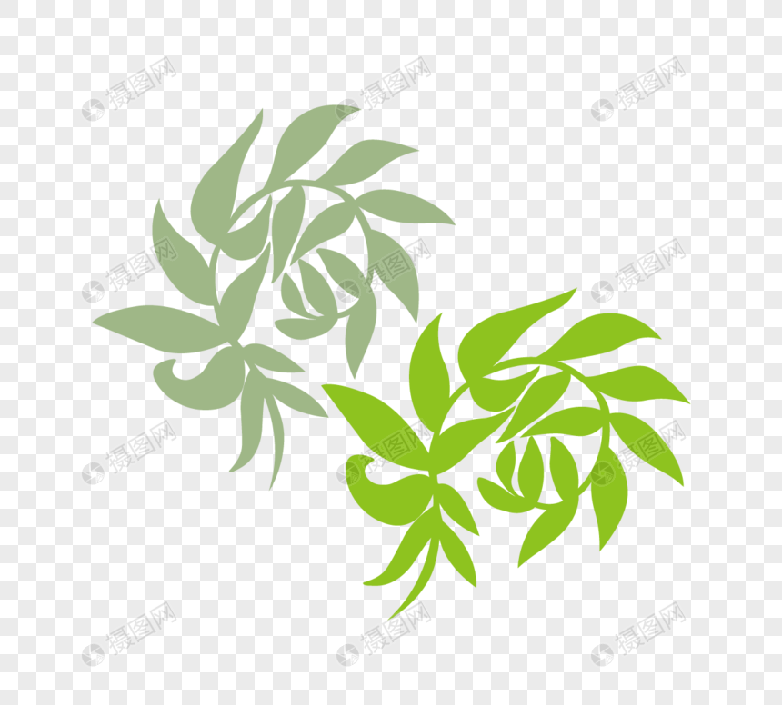 平面绿色剪影树藤元素矢量图图片