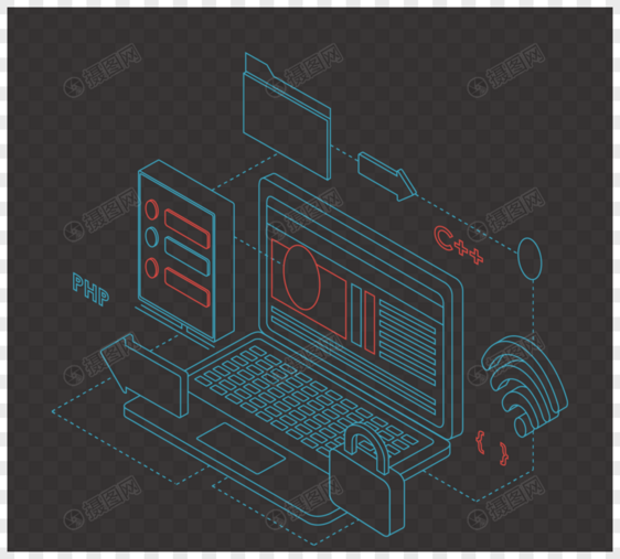 蓝色网络连接线条电脑图片