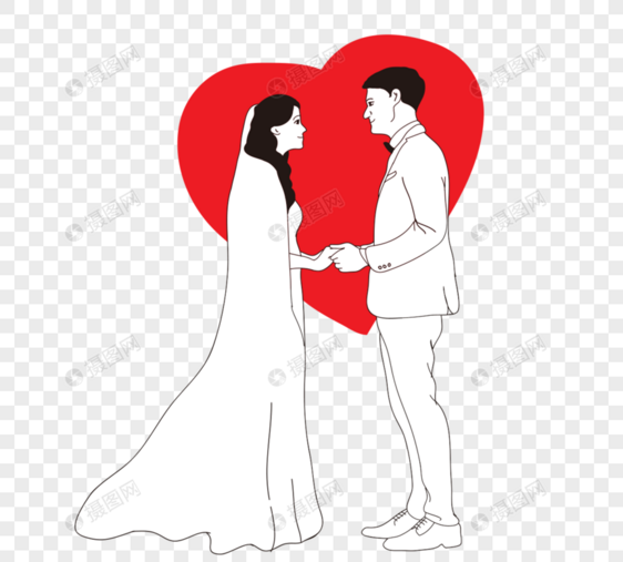 简洁婚礼手绘插图图片