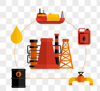 卡通手绘环绕式石油运输信息图图片