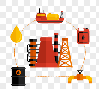 卡通手绘环绕式石油运输信息图高清图片
