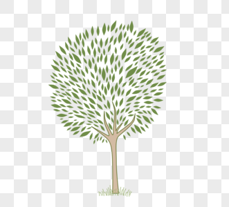绿色植物树复古简约清新元素图片