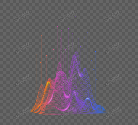 蓝紫色大数据起伏波纹图片