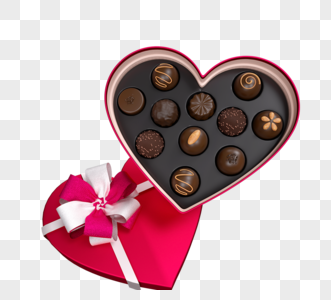 红色爱心巧克力礼盒高清图片
