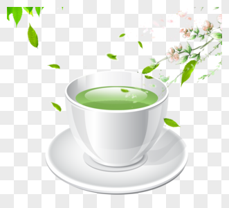 白瓷质感绿茶元素设计图片