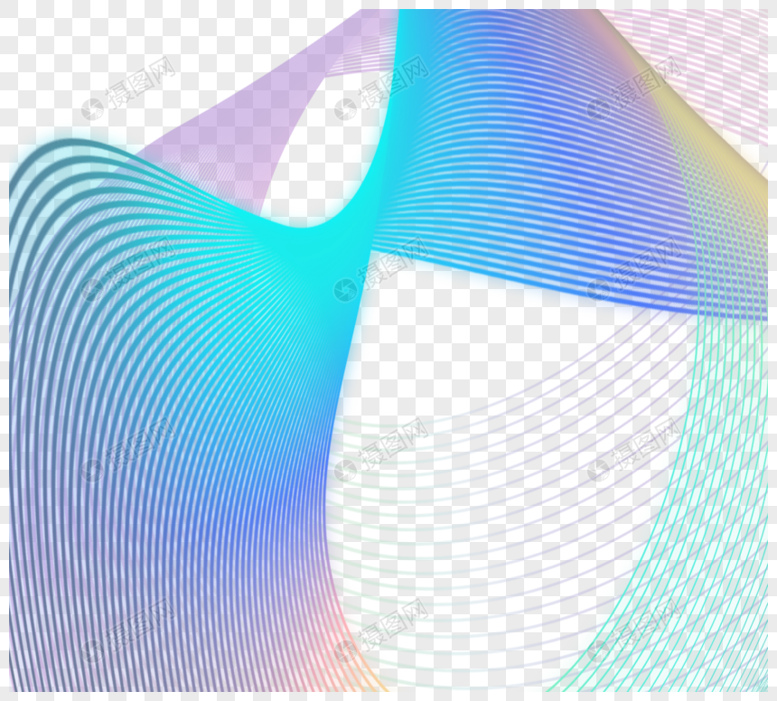 彩虹光晕波纹曲线元素图片