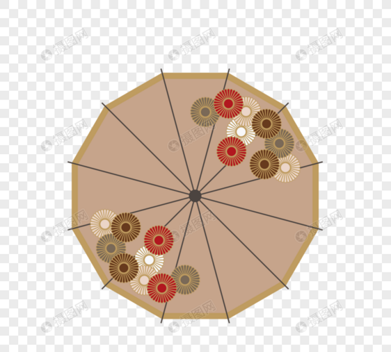 日式菊花花纹和伞伞面元素图片