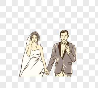 卡通手绘情侣婚礼图片