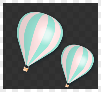 蓝色条纹热气球元素图片