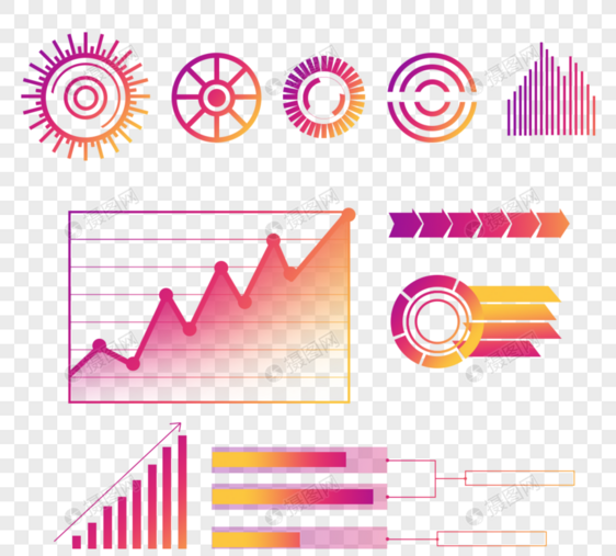 渐变趋势色信息图形商务抽象可视化图标图片
