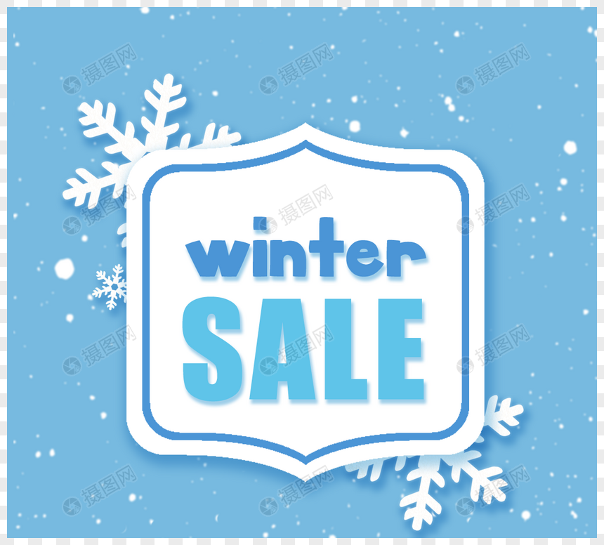 蓝色清新雪冬促销元素元素素材下载 正版素材 摄图网
