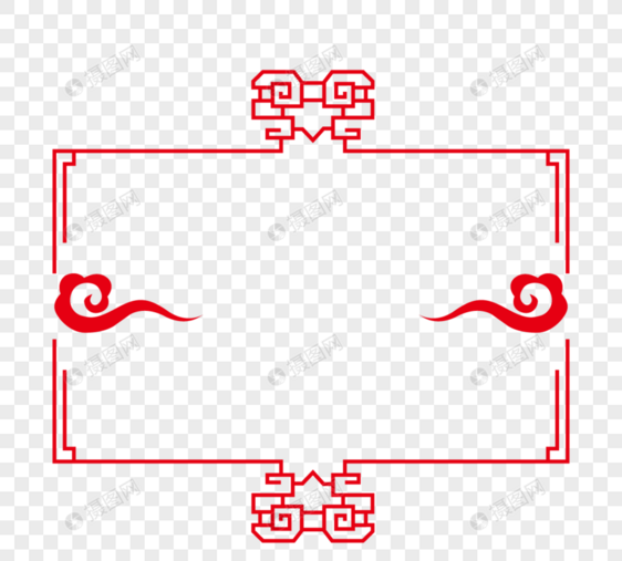祥云传统红色复古中国风中式边框图片