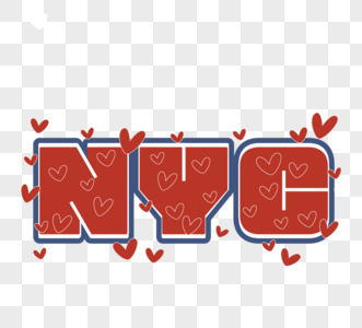 可爱复古红色纽约NYC字体图片