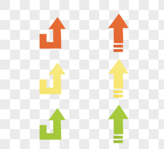 红黄绿色趋势渐进色箭头粗糙元素图片