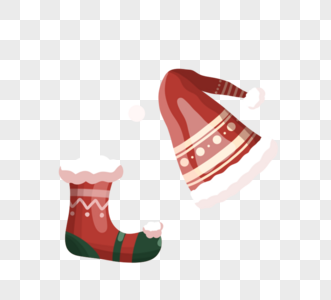 手绘可爱卡通红色圣诞节帽子袜子图片