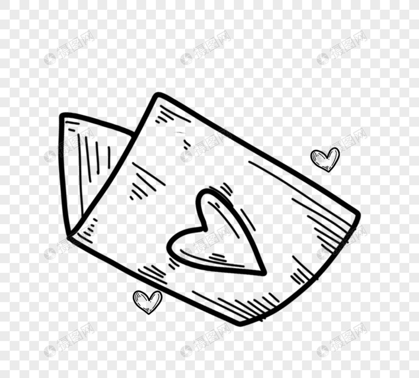 手绘黑白线描婚礼请柬