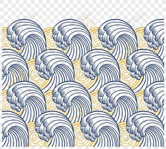 金色日式海浪图案波纹图片