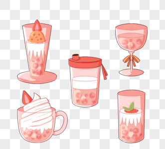 粉色草莓味珍珠奶茶高清图片