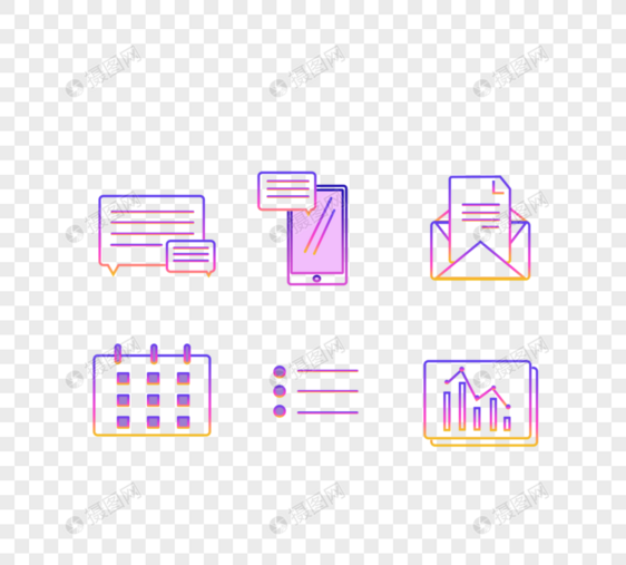 渐变彩色图标元素图片